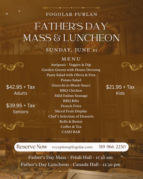 Fogolar Furlan Father's Day Mass & Luncheon